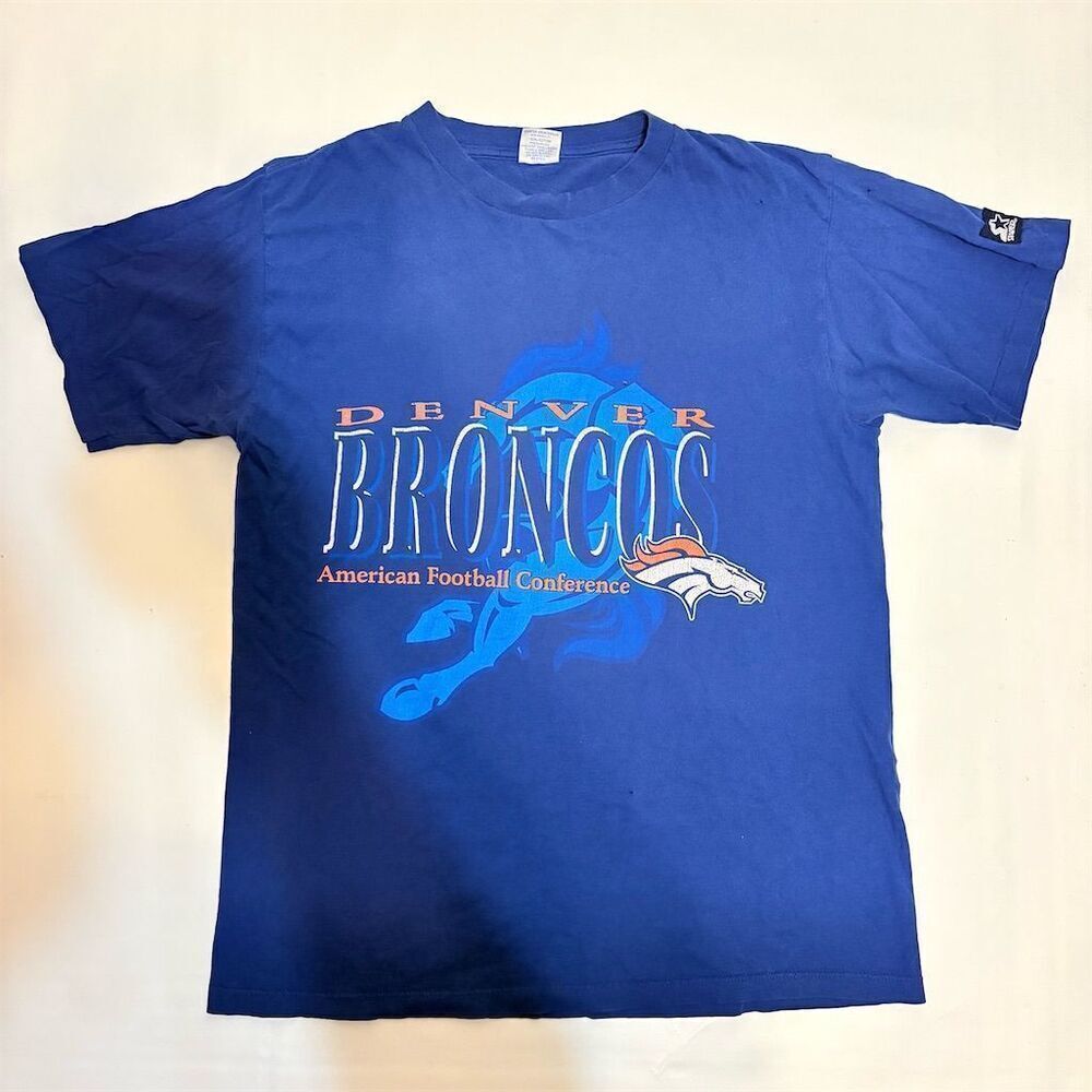Vintage Starter Denver Broncos‎ NFL Football Blue T-Shirt Size Medium